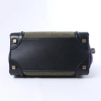 Celine Luggage Micro Leather x Felt Handbag in Black x Green