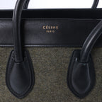 Celine Luggage Micro Leather x Felt Handbag in Black x Green