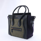 Celine Luggage Micro Leather x Felt Handbag in Black x Green