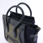 Celine Luggage Micro Leather x Felt Handbag in Black x Green