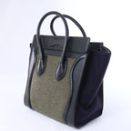 Celine Luggage Micro Leather x Felt Handbag in Black x Green