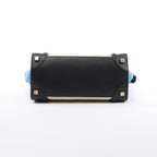 Celine Luggage Micro Leather x Canvas Handbag in Black x Beige x Blue