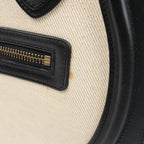 Celine Luggage Micro Leather x Canvas Handbag in Black x Beige x Blue