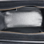 Celine Luggage Micro Leather x Canvas Handbag in Black x Beige x Blue
