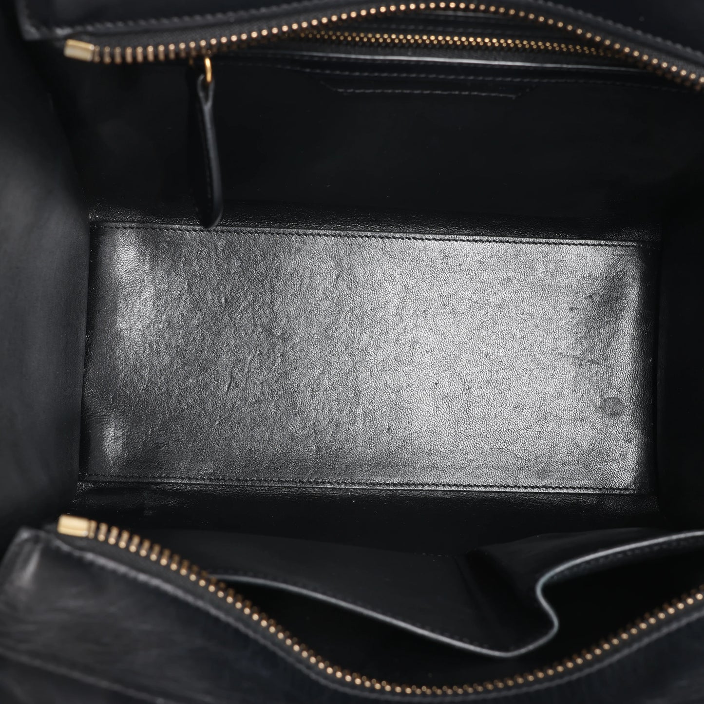 Celine Luggage Micro Leather x Suede Handbag in Black x White