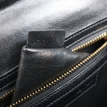 Celine Luggage Micro Leather x Suede Handbag in Black x White