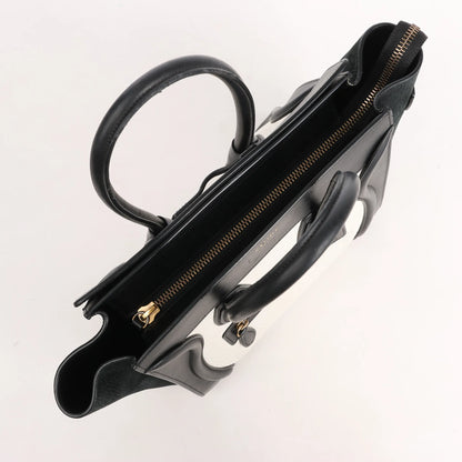 Celine Luggage Micro Leather x Suede Handbag in Black x White