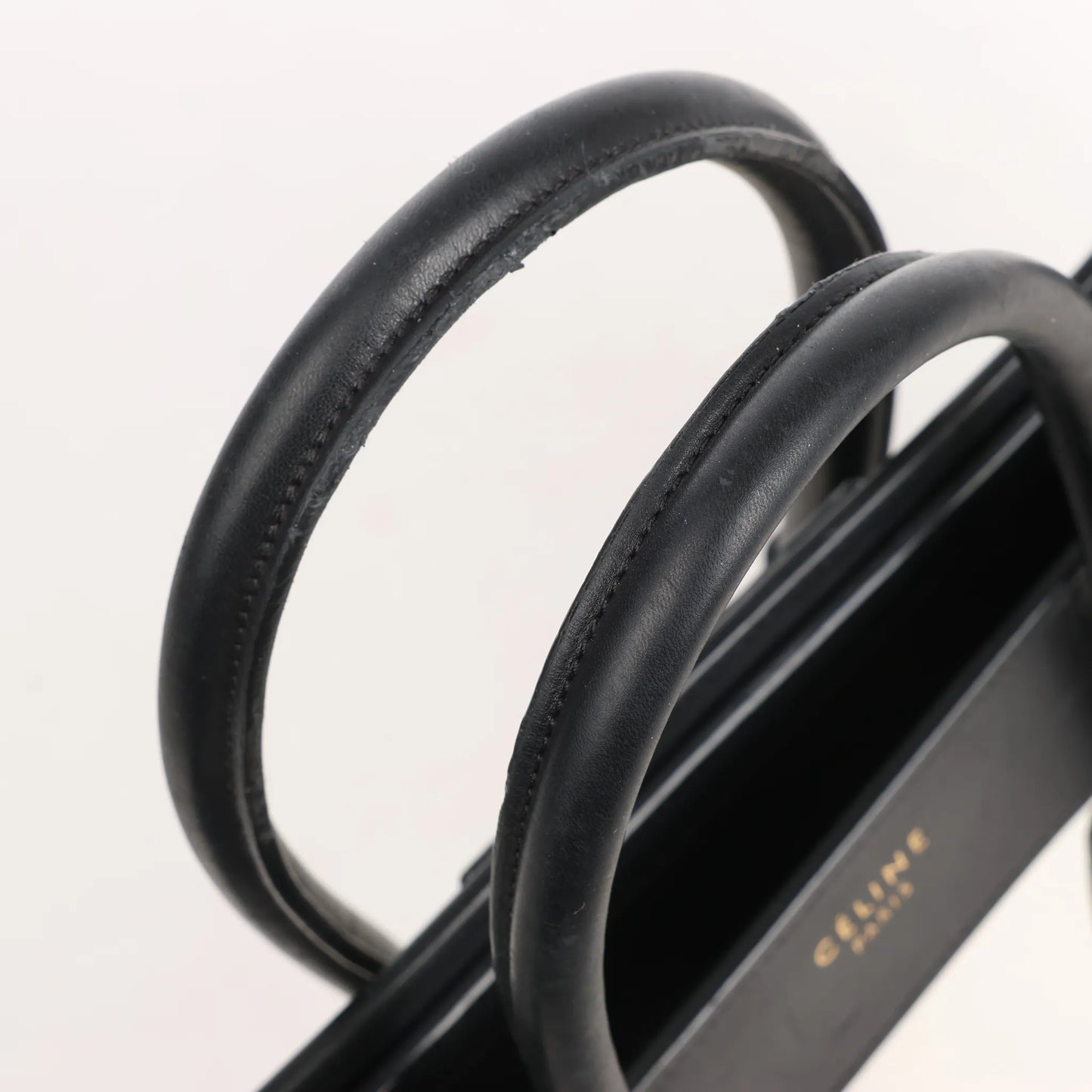 Celine Luggage Micro Leather x Suede Handbag in Black x White