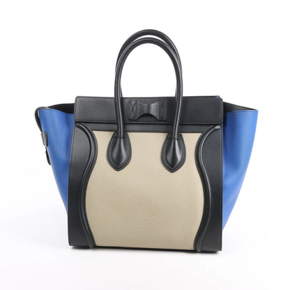 Celine Luggage Mini Sac à main en cuir tricolore Bleu x Beige x Noir