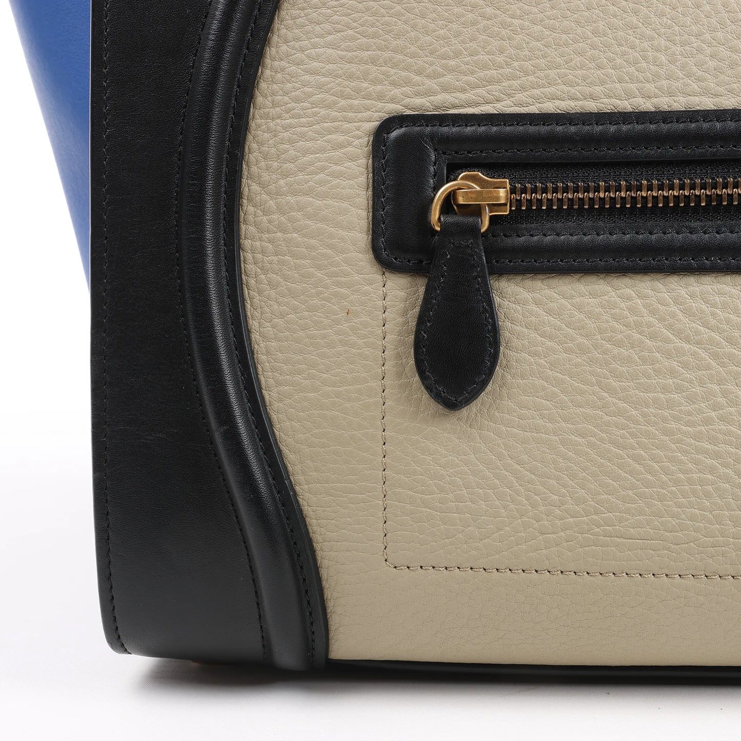 Celine Luggage Mini Leather Tri-Color Handbag in Blue x Beige x Black