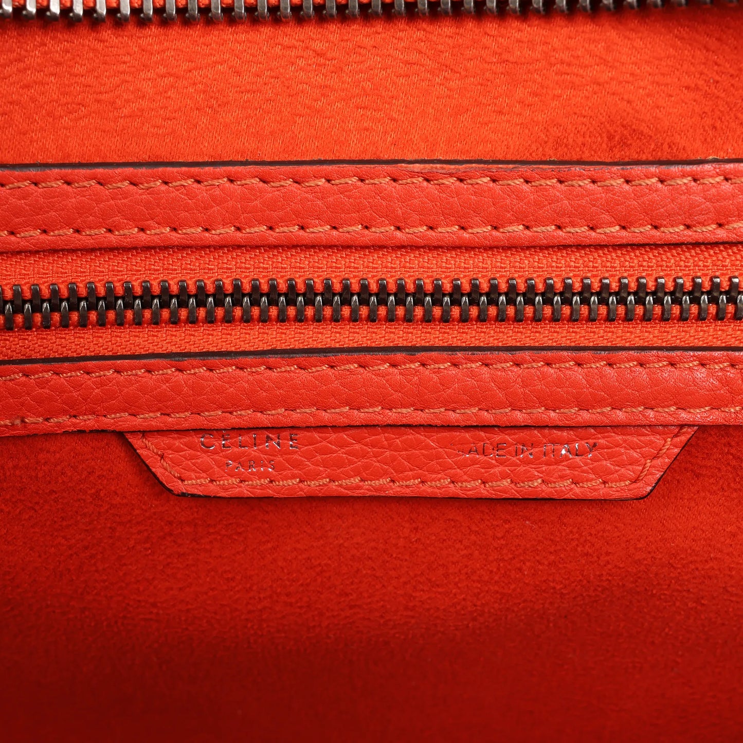 Celine Luggage Mini Leather Handbag in Orange