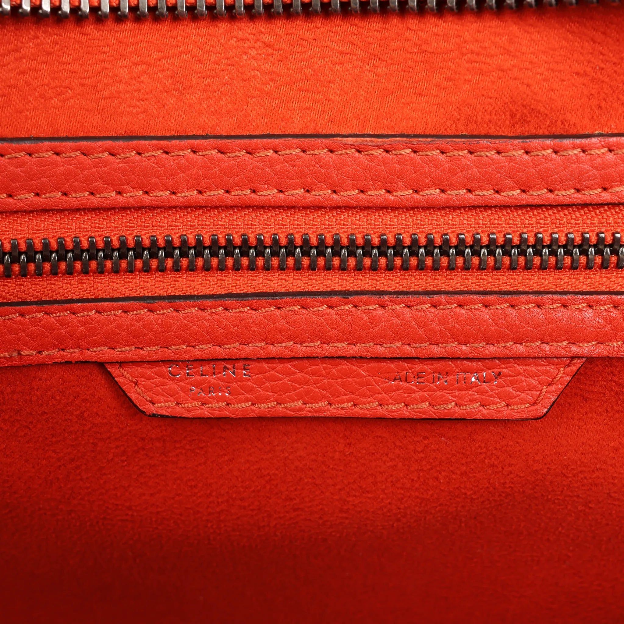 Celine Luggage Mini Leather Handbag in Orange