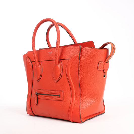 Celine Luggage Mini Leather Handbag in Orange