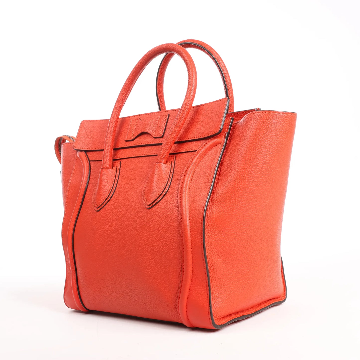 Celine Luggage Mini Leather Handbag in Orange