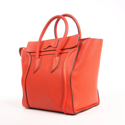 Celine Luggage Mini Leather Handbag in Orange