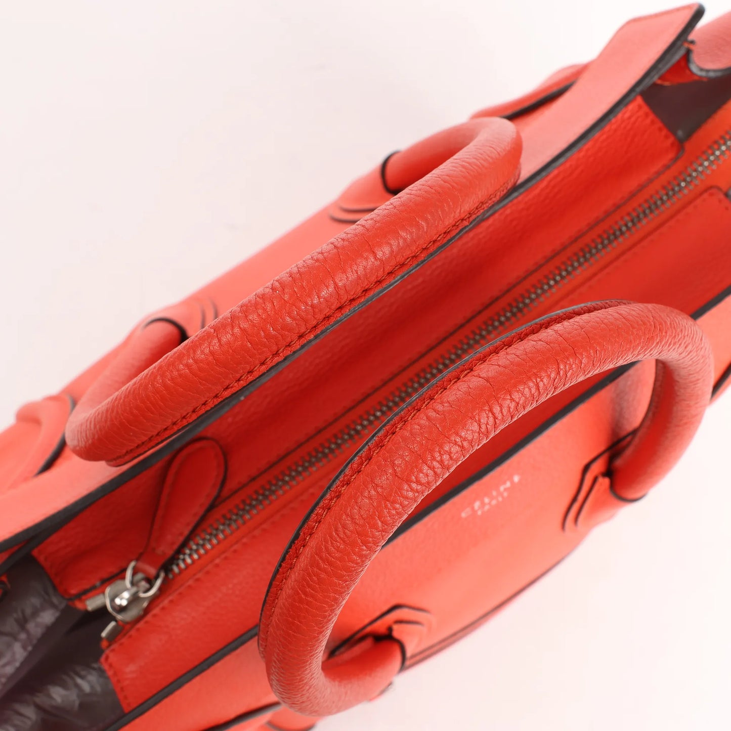 Celine Luggage Mini Leather Handbag in Orange