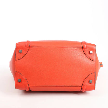 Celine Luggage Mini Leather Handbag in Orange