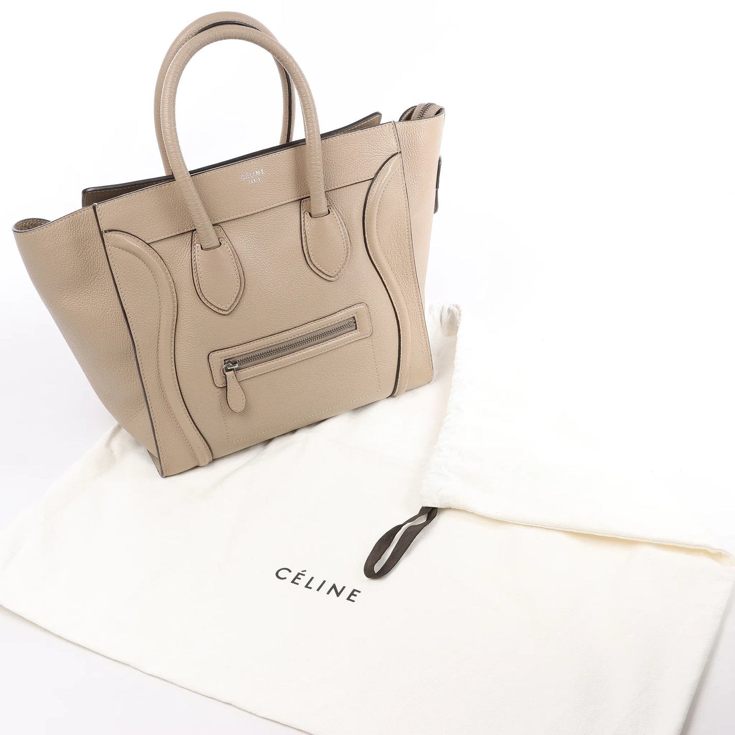 Celine Luggage Mini Leather Handbag in Beige