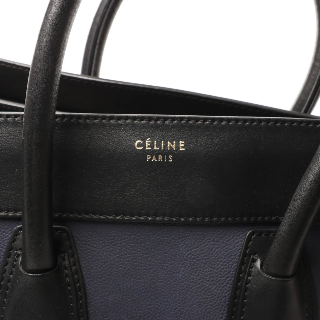 Celine Luggage Mini Leather Handbag in Navy Blue