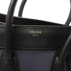 Celine Luggage Mini Leather Handbag in Navy Blue