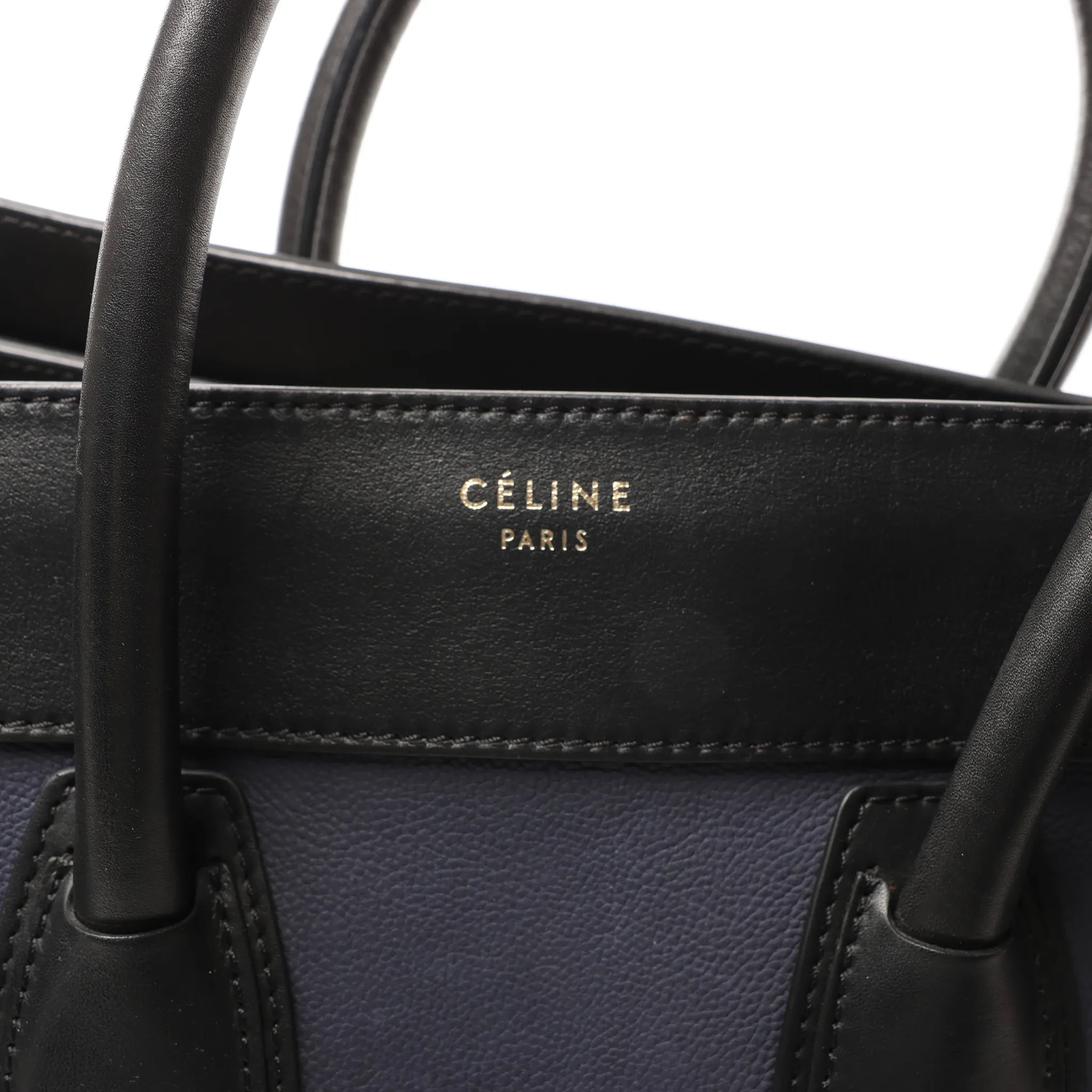 Celine Luggage Mini Leather Handbag in Navy Blue