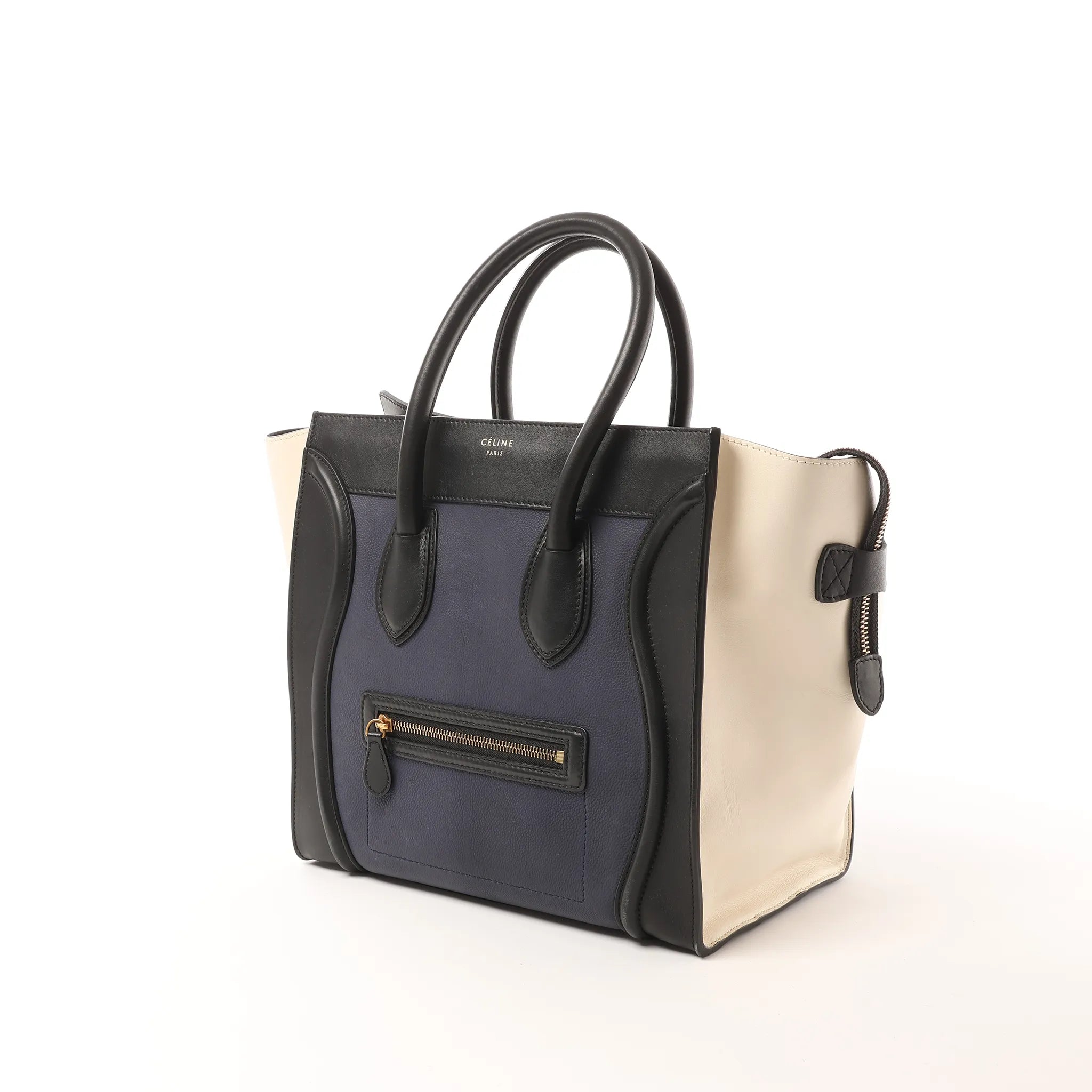 Celine Luggage Mini Leather Handbag in Navy Blue