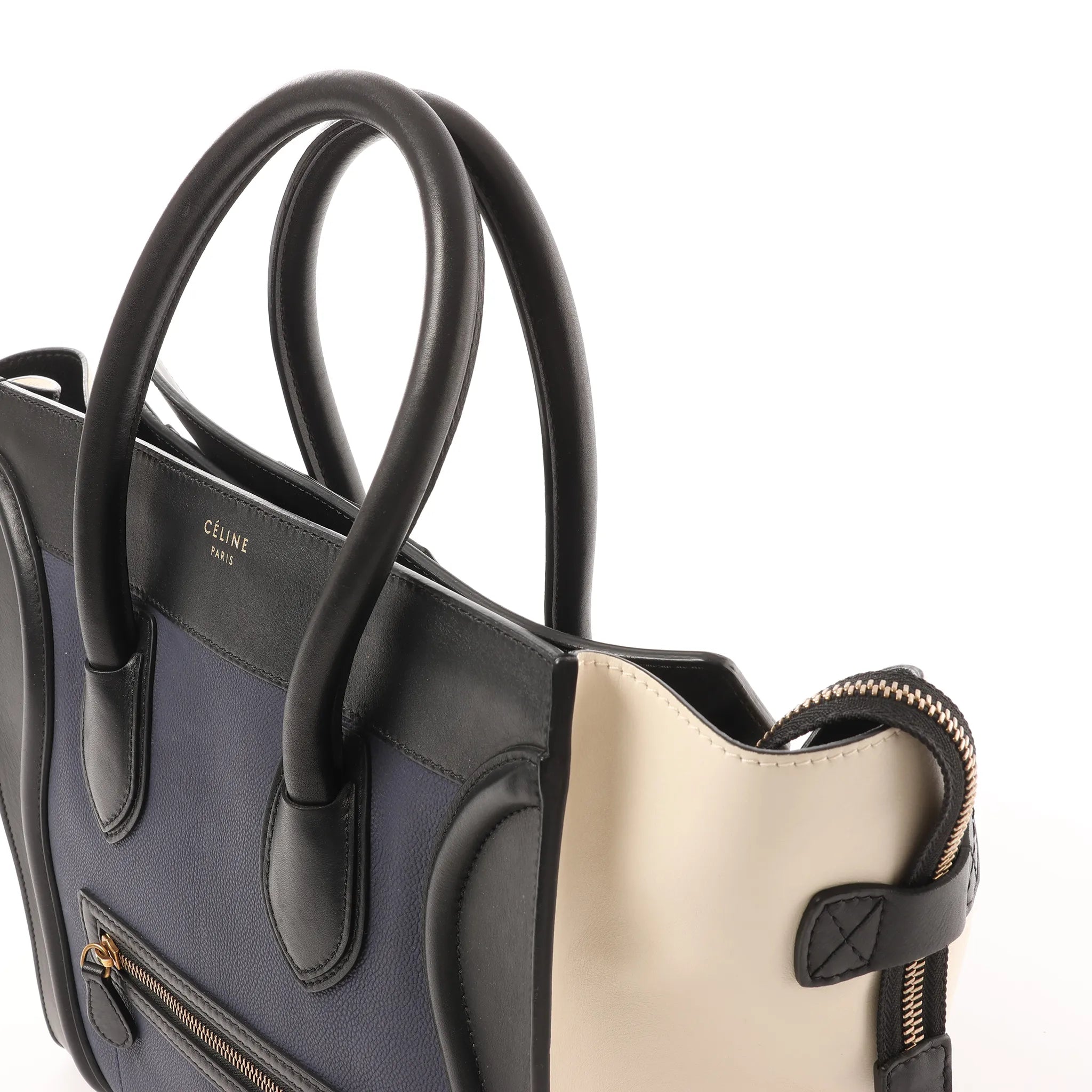 Celine Luggage Mini Leather Handbag in Navy Blue