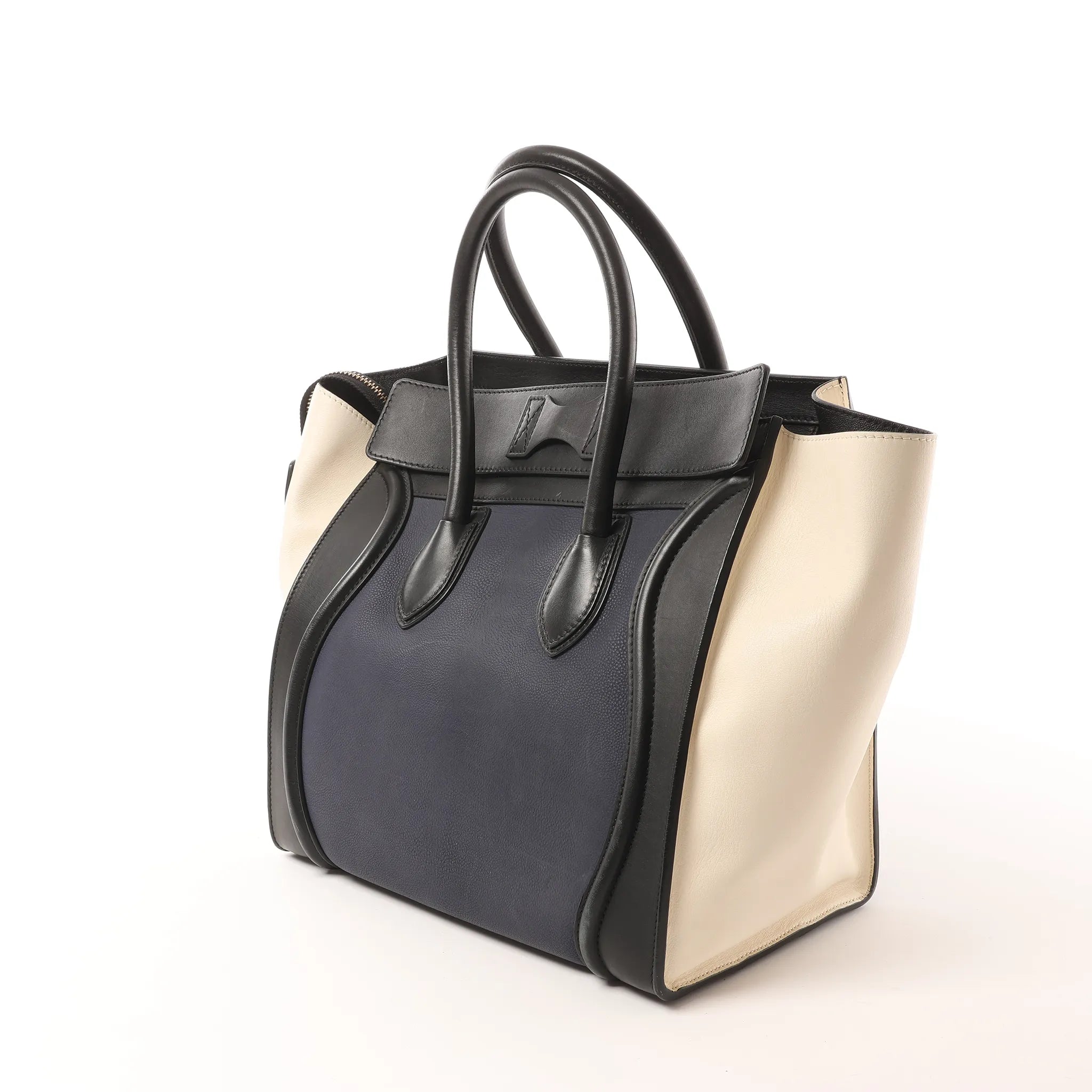 Celine Luggage Mini Leather Handbag in Navy Blue
