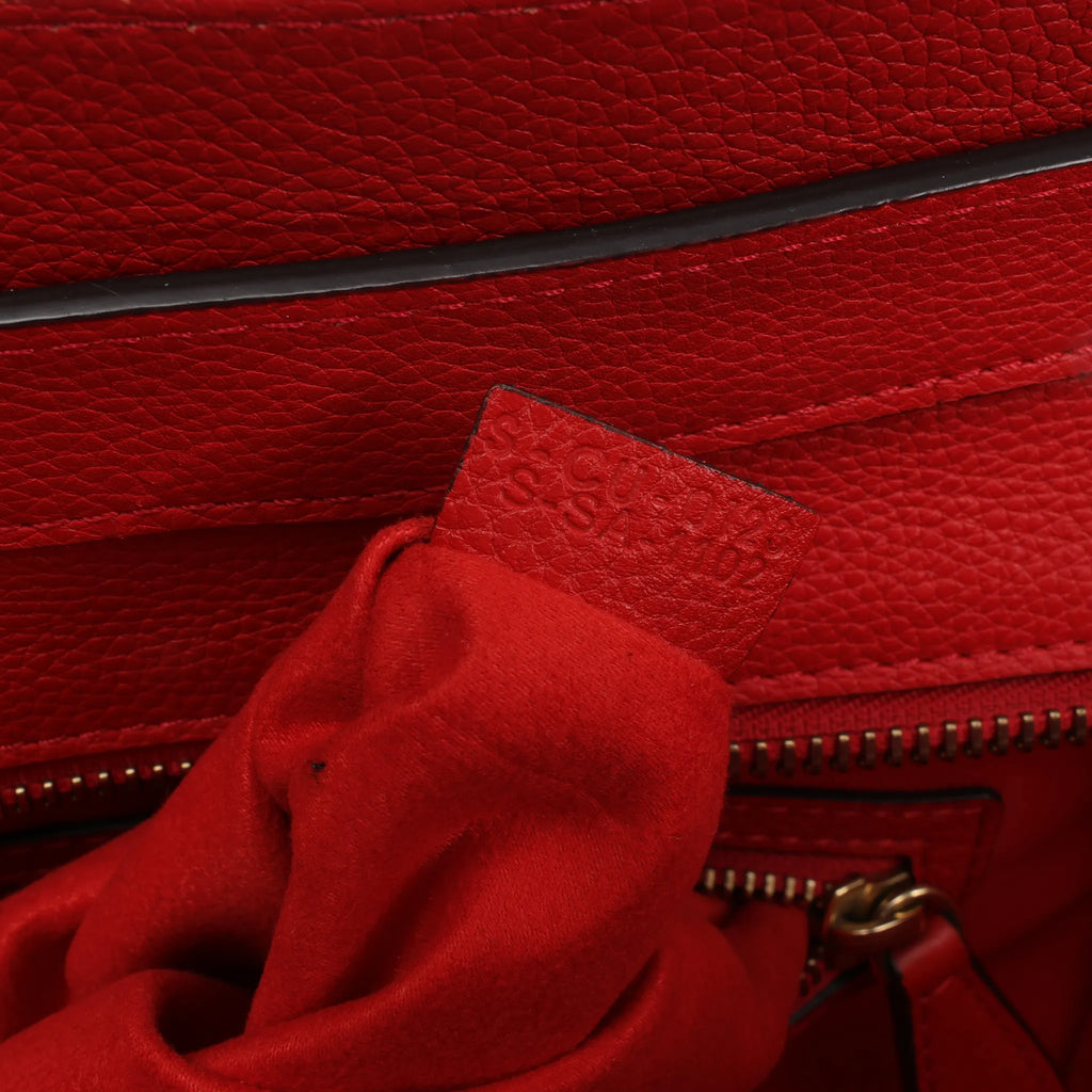 Celine Luggage Mini Leather Handbag in Red
