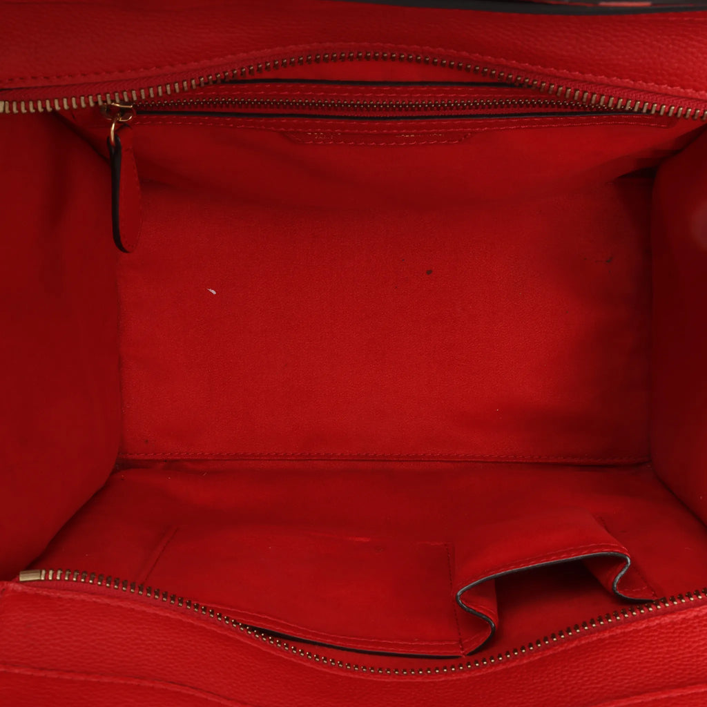 Celine Luggage Mini Leather Handbag in Red