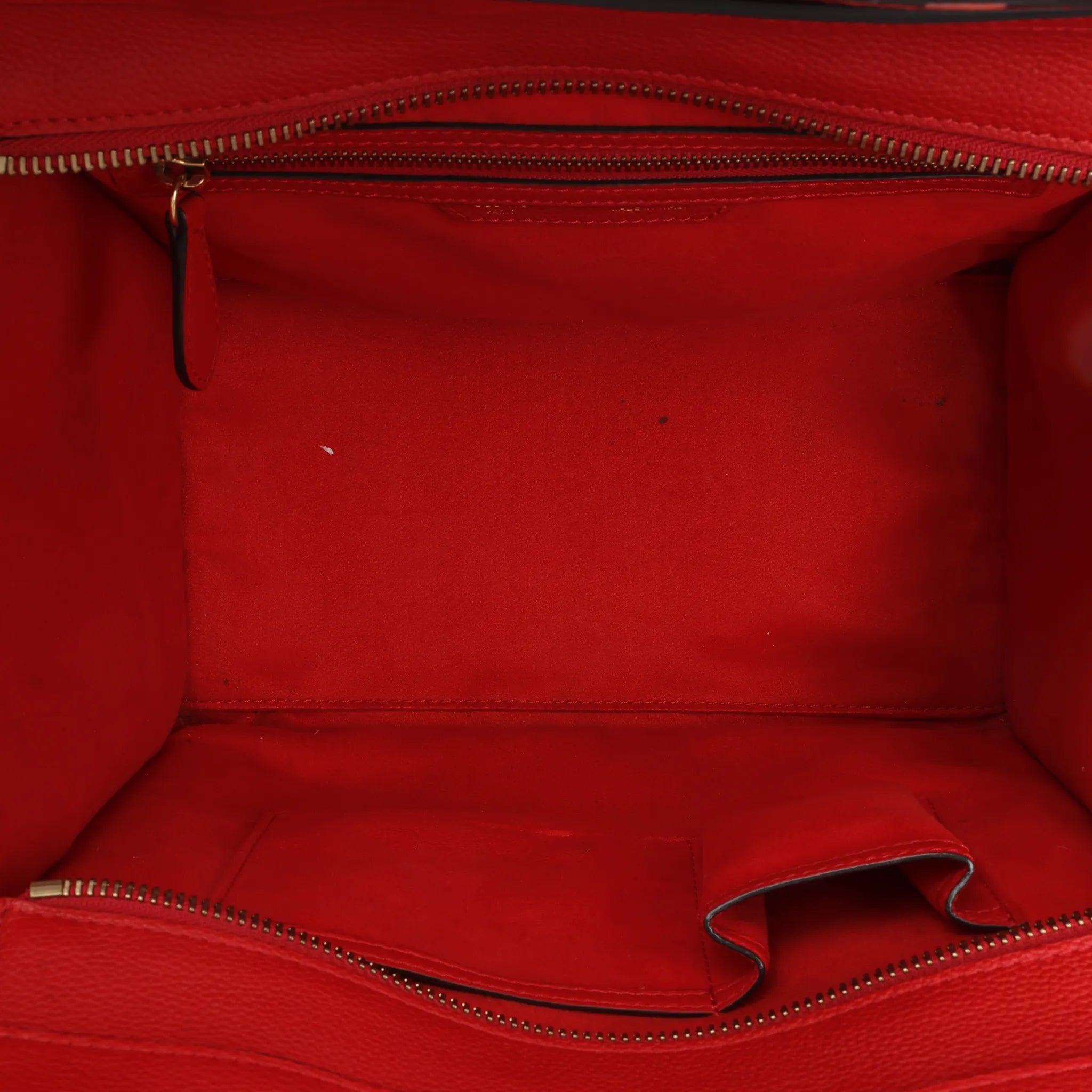 Celine Luggage Mini Leather Handbag in Red