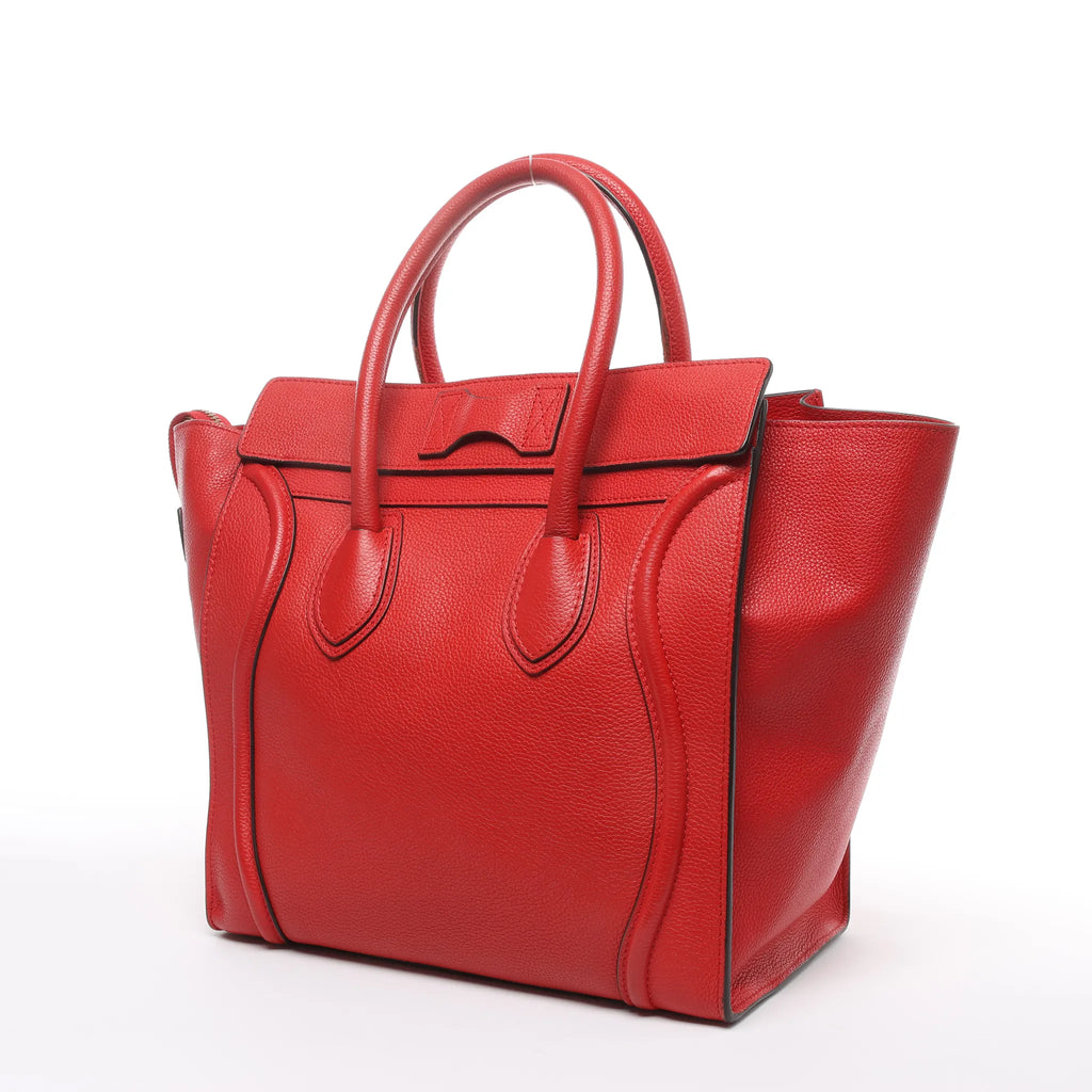 Celine Luggage Mini Leather Handbag in Red
