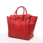Celine Luggage Mini Leather Handbag in Red