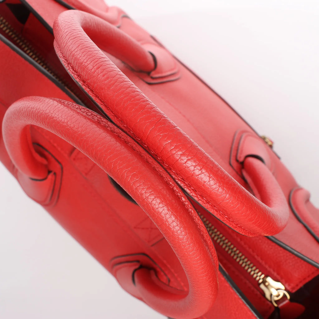 Celine Luggage Mini Leather Handbag in Red