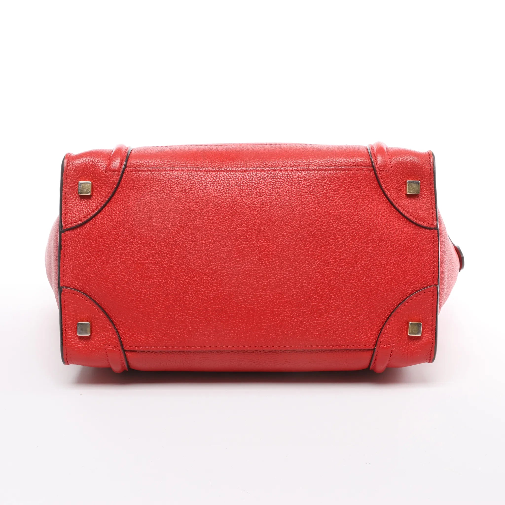 Celine Luggage Mini Leather Handbag in Red