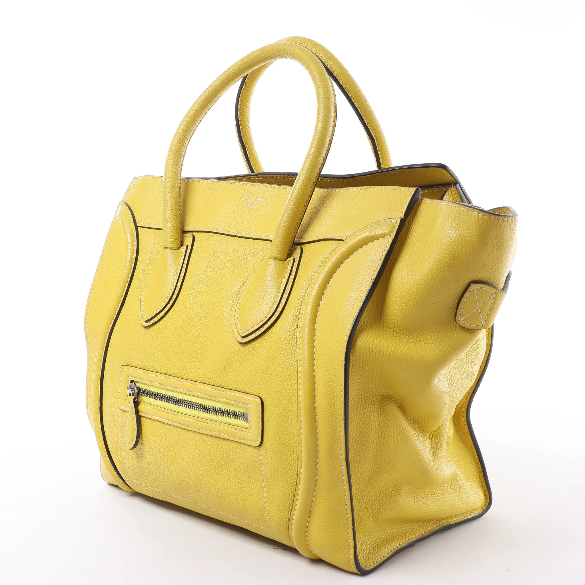 Celine Luggage Mini Leather Handbag in Yellow