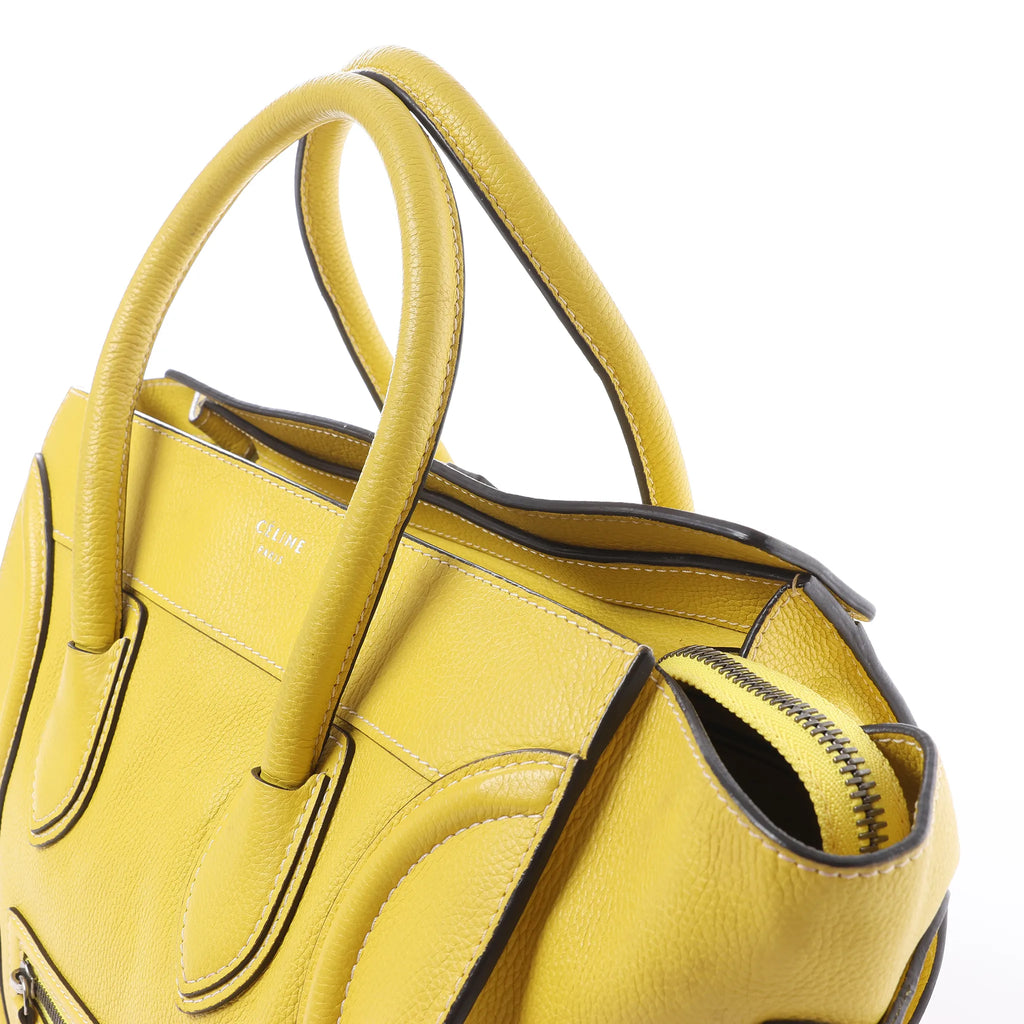 Celine Luggage Mini Leather Handbag in Yellow