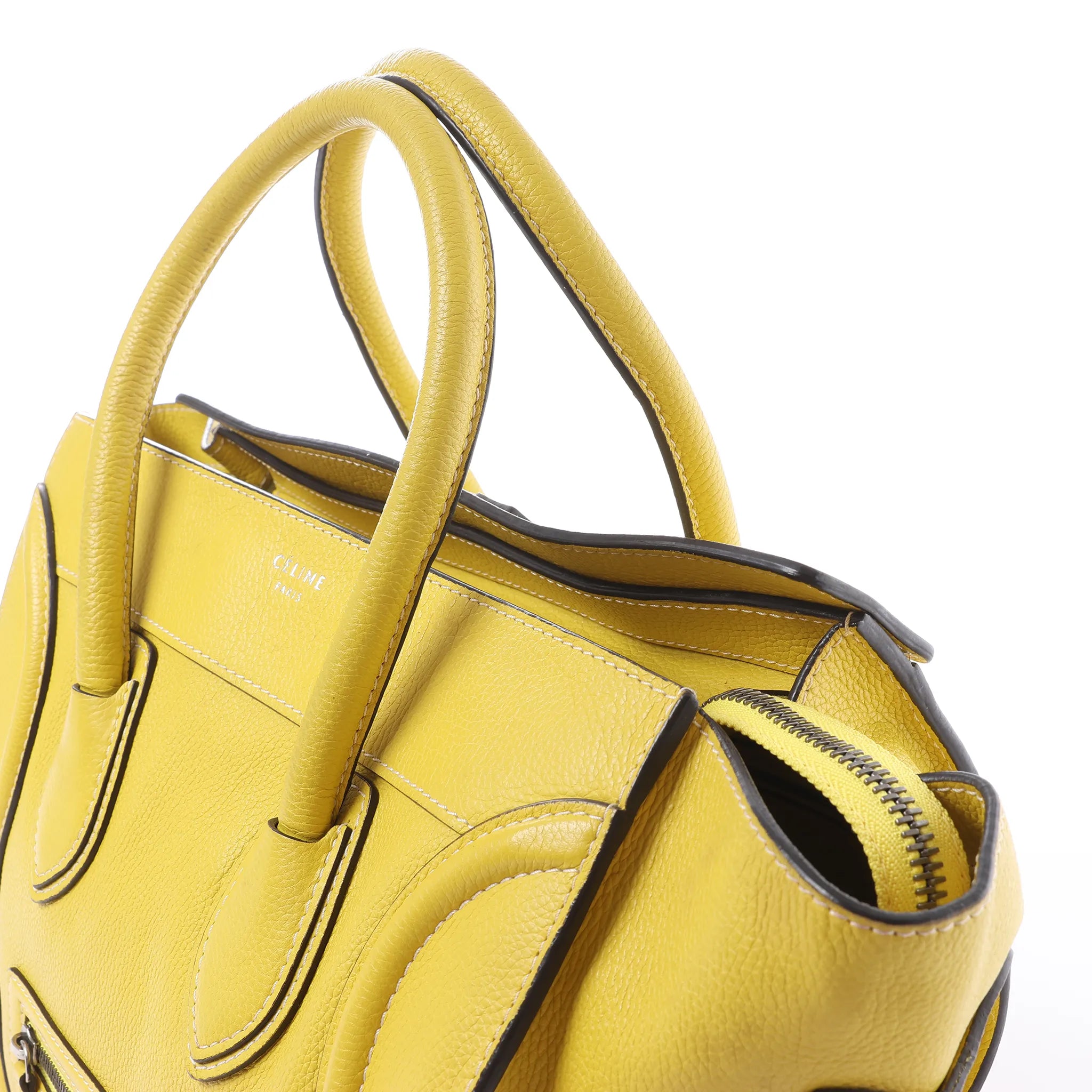 Celine Luggage Mini Leather Handbag in Yellow