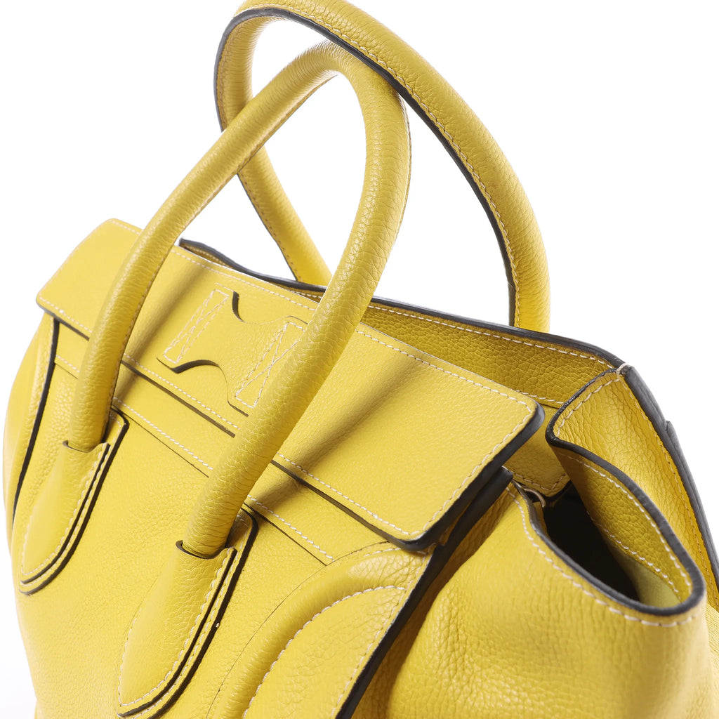Celine Luggage Mini Leather Handbag in Yellow