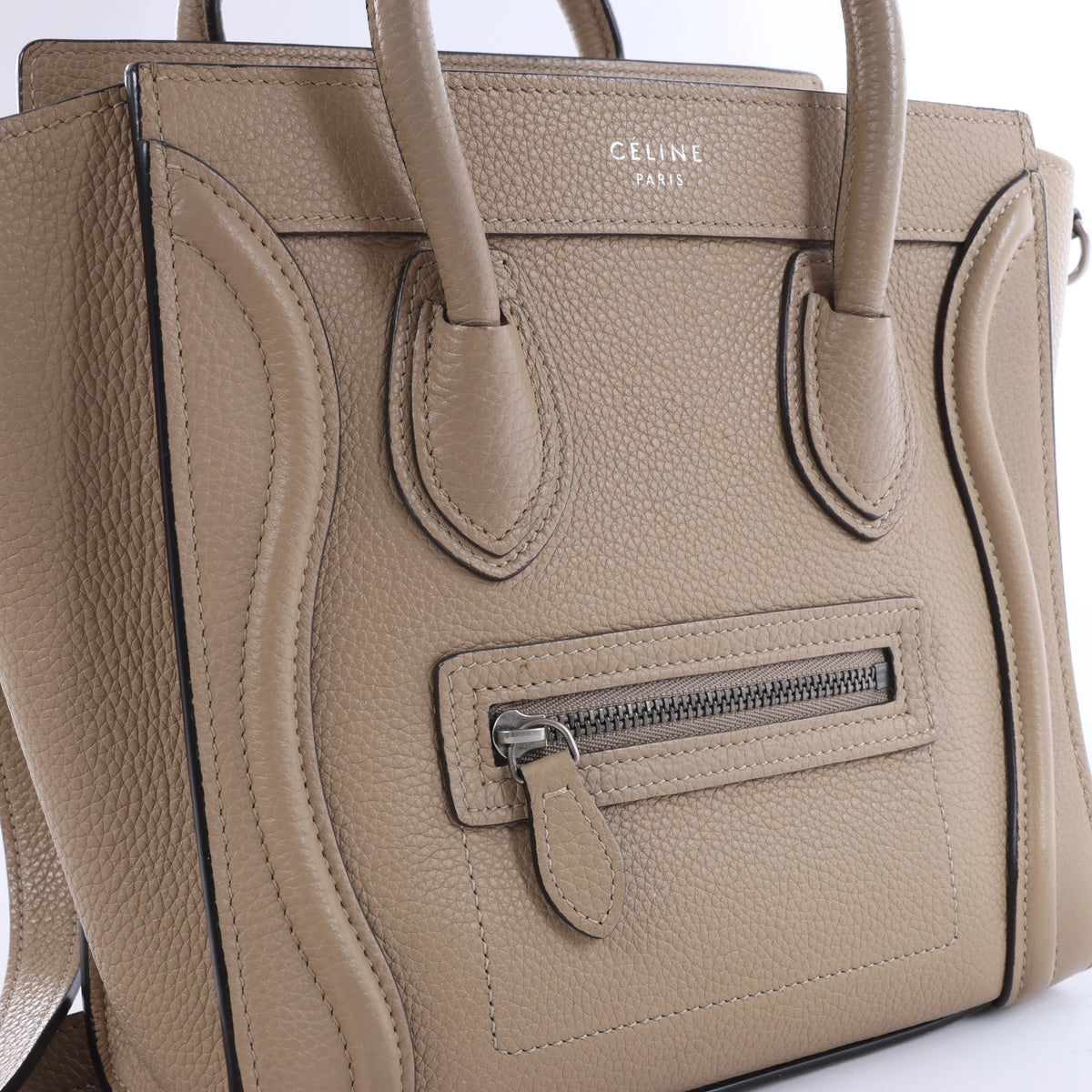 Celine Luggage Nano Leather 2Way Handbag in Brown