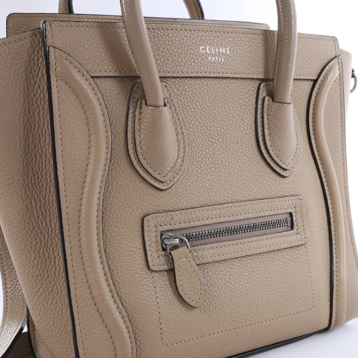 Celine Luggage Nano Leather 2Way Handbag in Brown