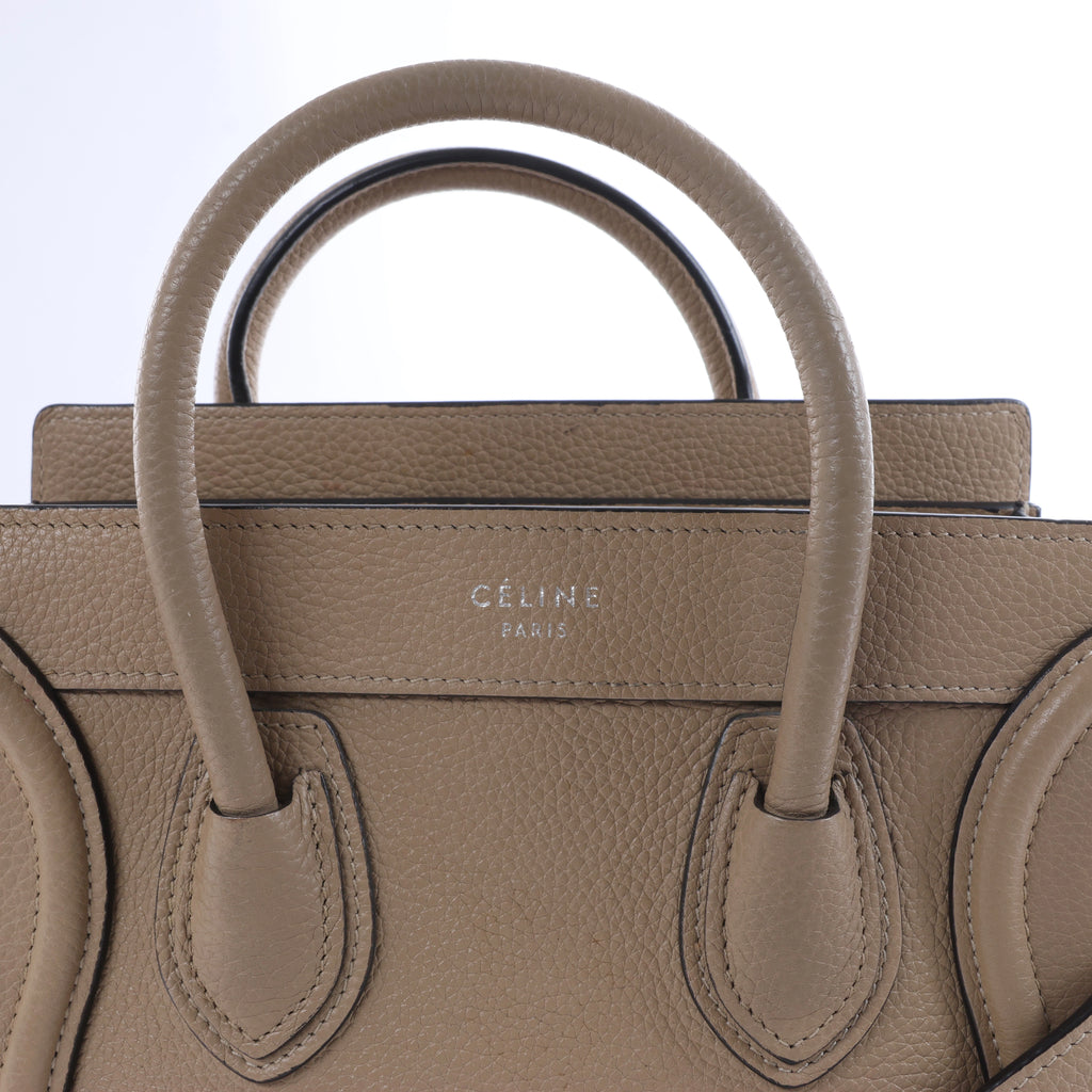 Celine Luggage Nano Leather 2Way Handbag in Brown