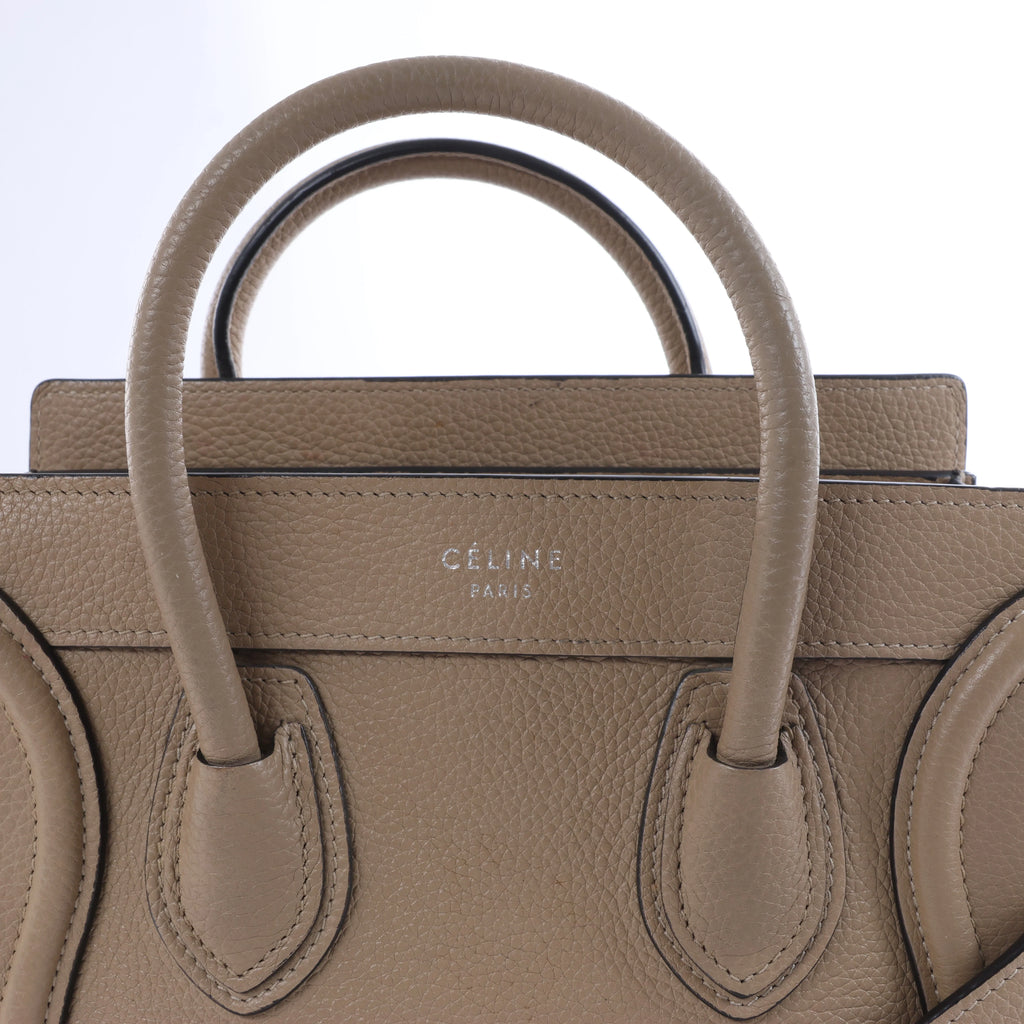 Celine Luggage Nano Leather 2Way Handbag in Brown