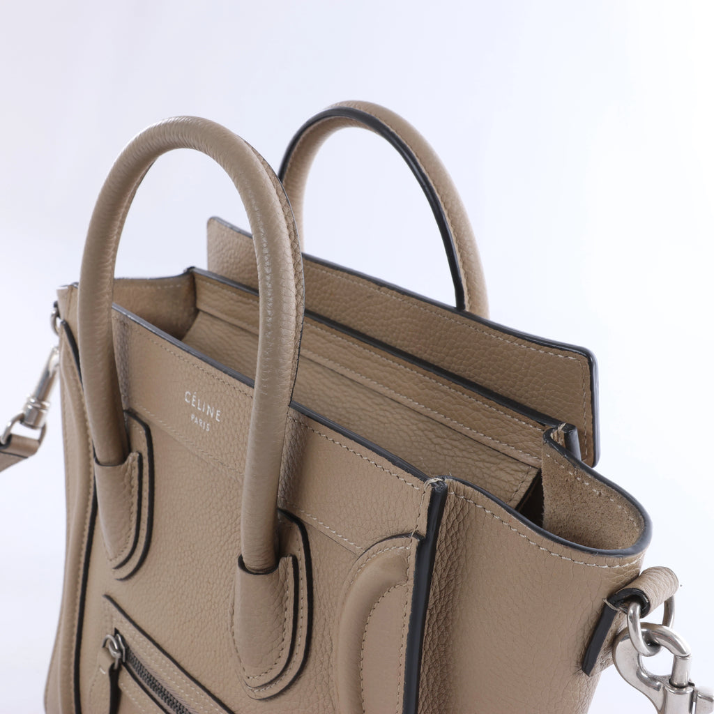 Celine Luggage Nano Leather 2Way Handbag in Brown