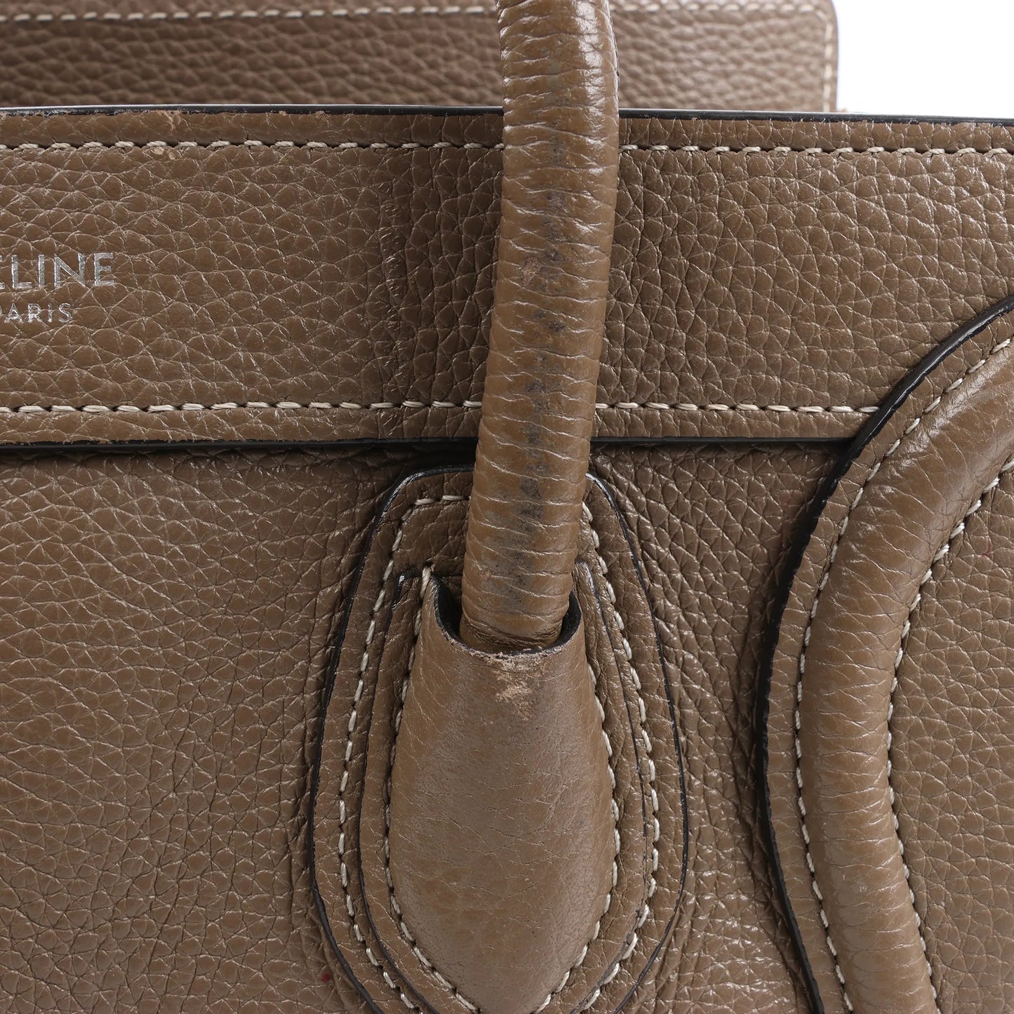 CELINE Nano Luggage Leather 2Way Handbag in Greige