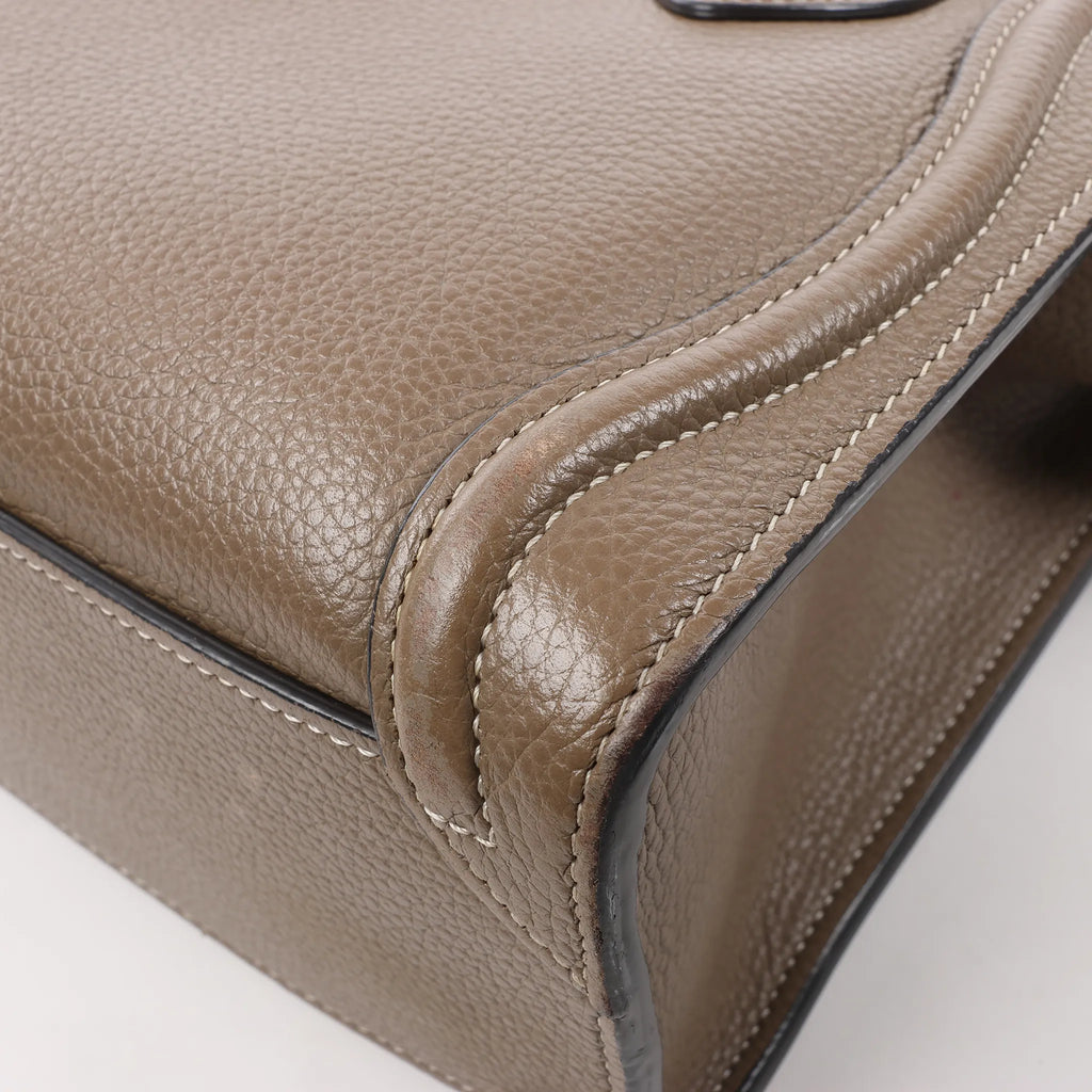 CELINE Nano Luggage Leather 2Way Handbag in Greige