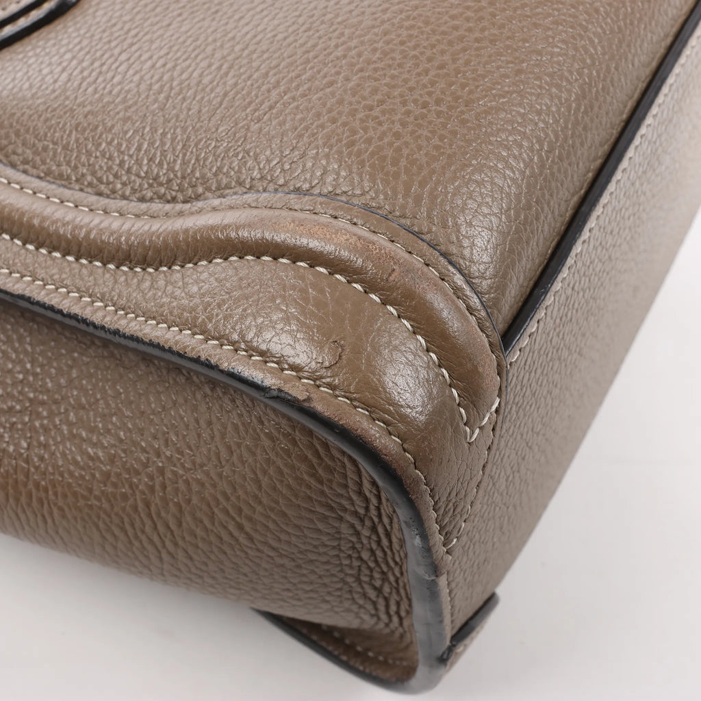 CELINE Nano Luggage Leather 2Way Handbag in Greige