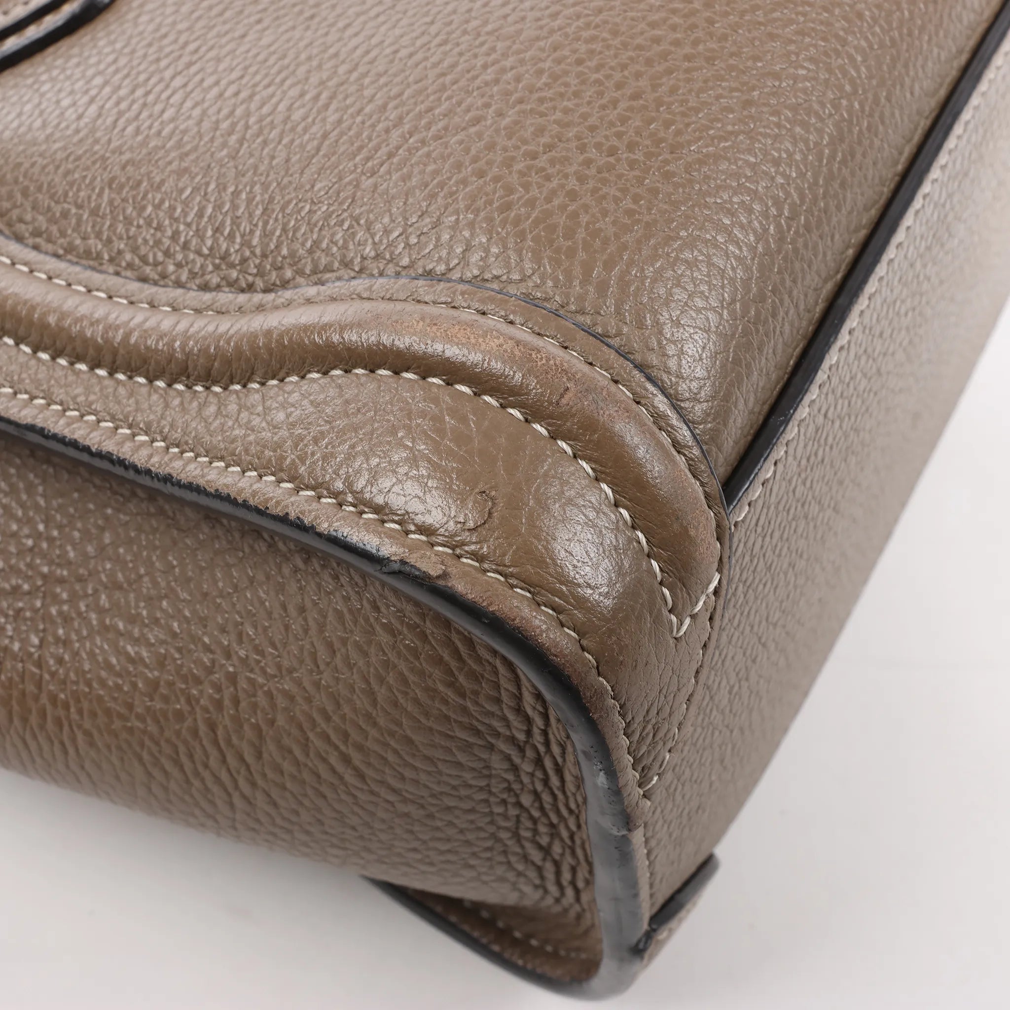 CELINE Nano Luggage Leather 2Way Handbag in Greige