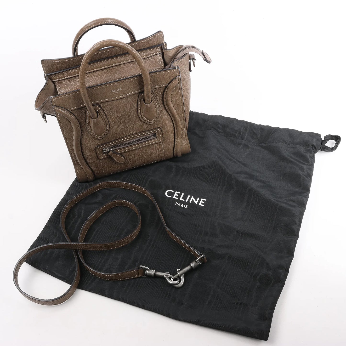 CELINE Nano Luggage Leather 2Way Handbag in Greige