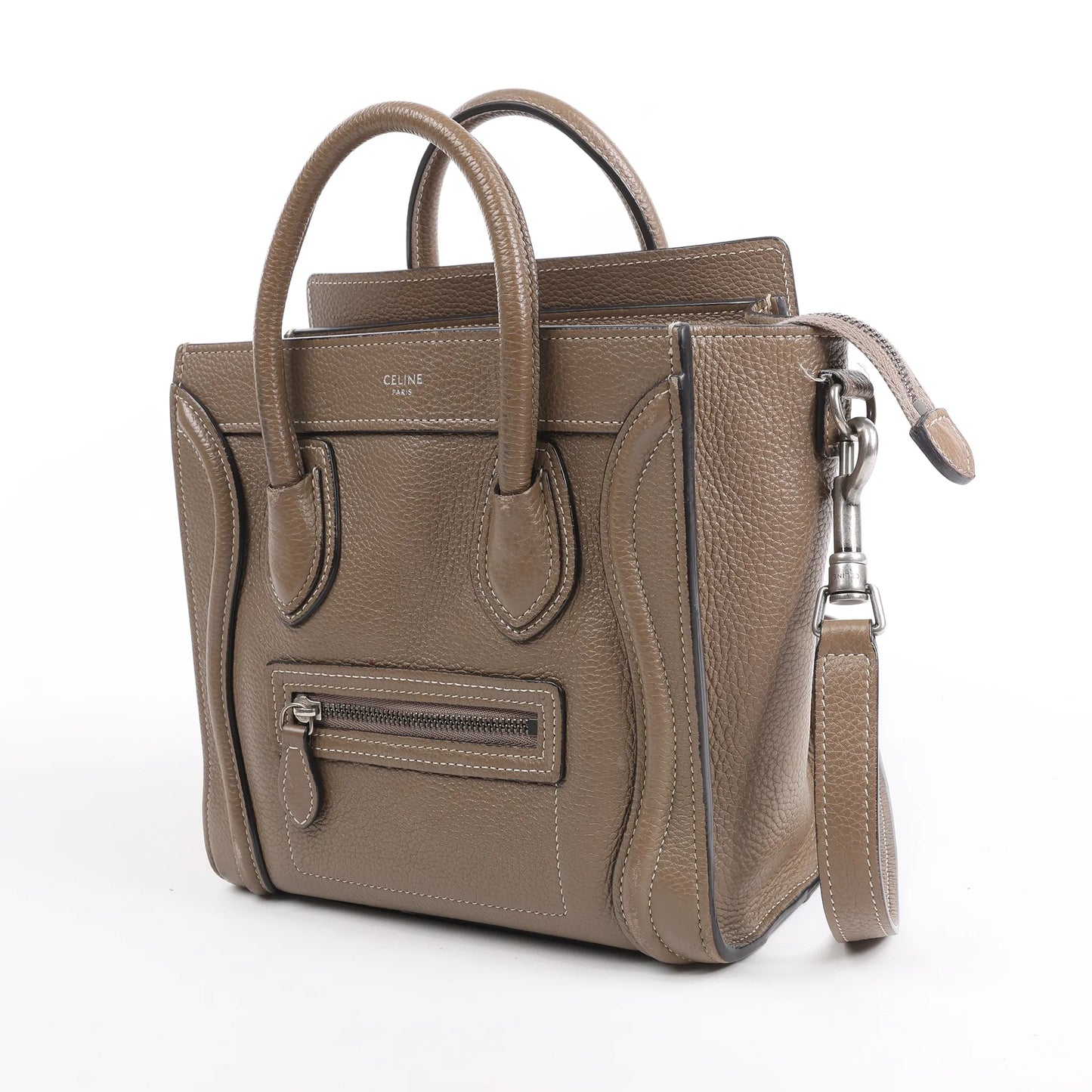 CELINE Nano Luggage Leather 2Way Handbag in Greige